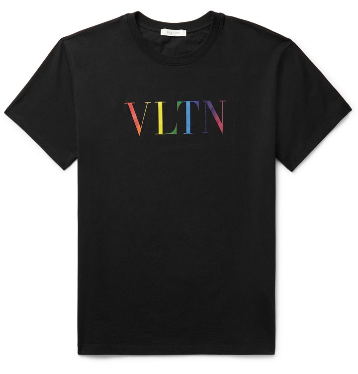 Photo: VALENTINO - Logo-Print Cotton-Jersey T-Shirt - Black