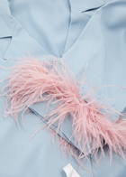 Sleeper The Bow Feather-trimmed Twill Pyjama set Light Blue