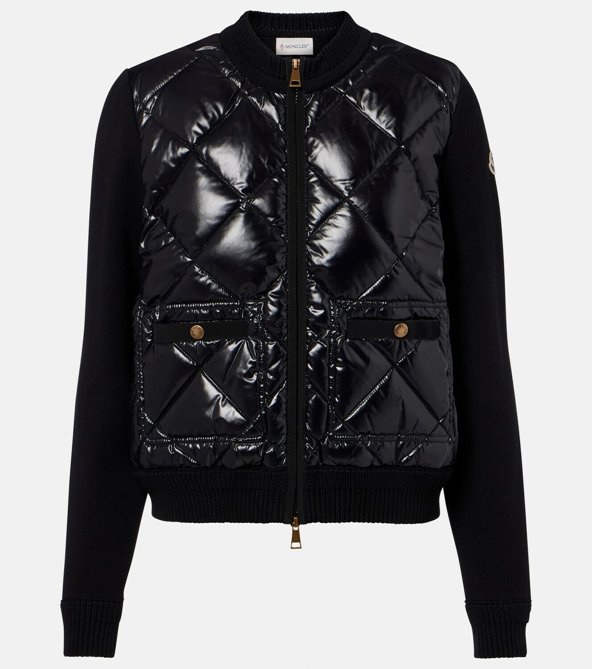 Moncler Down-paneled cotton cardigan