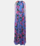 Carolina Herrera Floral caped halterneck silk gown