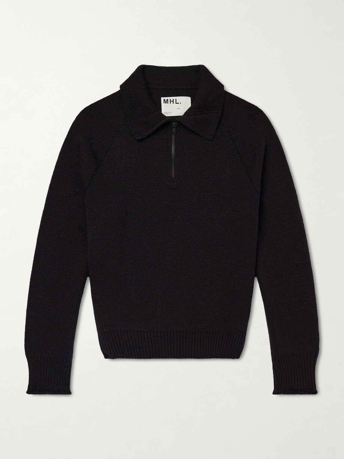 Margaret Howell - Wool and Cotton-Blend Half-Zip Sweater - Black