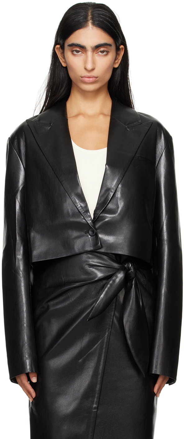 Nanushka Black Aidula Vegan Leather Blazer