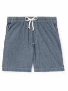 Save Khaki United - Easy Straight-Leg Striped Cotton-Chambray Drawstring Shorts - Blue