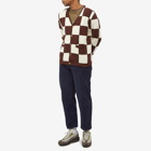 Checks Downtown Men's Checkerboard Cardigan in Brown And Cream
