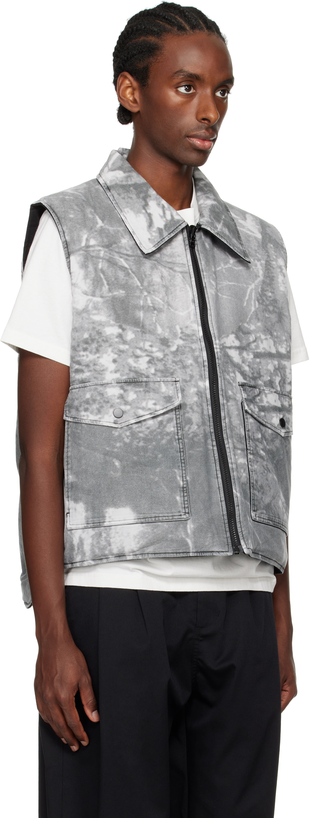 Metalwood Studio Gray & Black Poly Filled Reversible Vest