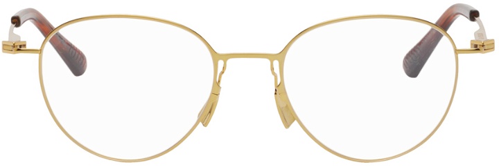 Photo: Bottega Veneta Gold Round Glasses