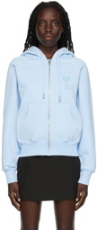 AMI Paris Blue Ami de Cœur Zipped Hoodie