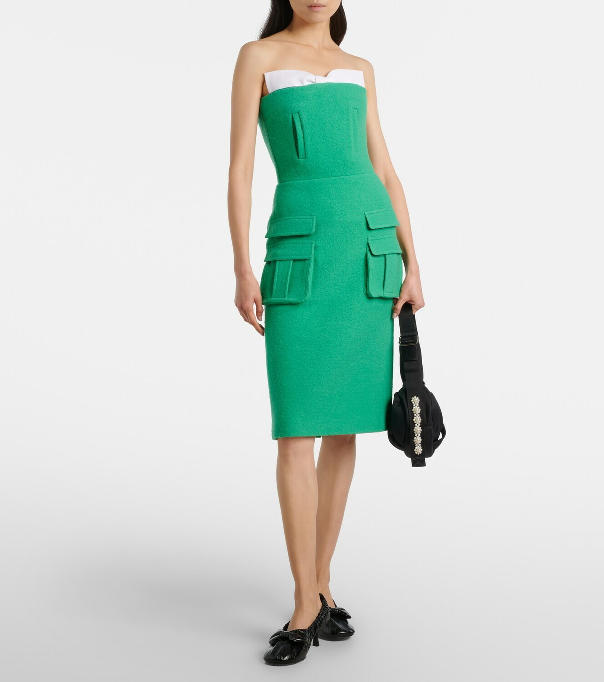 Shushu/Tong Bow-detail wool midi dress