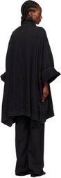 YOHJI YAMAMOTO Black High Neck Denim Coat