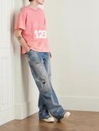 RRR123 - Logo-Print Embroidered Cotton-Jersey T-Shirt - Pink