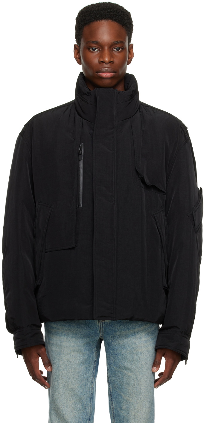 MULTI POCKET LONG DOWN JACKET - BLACK