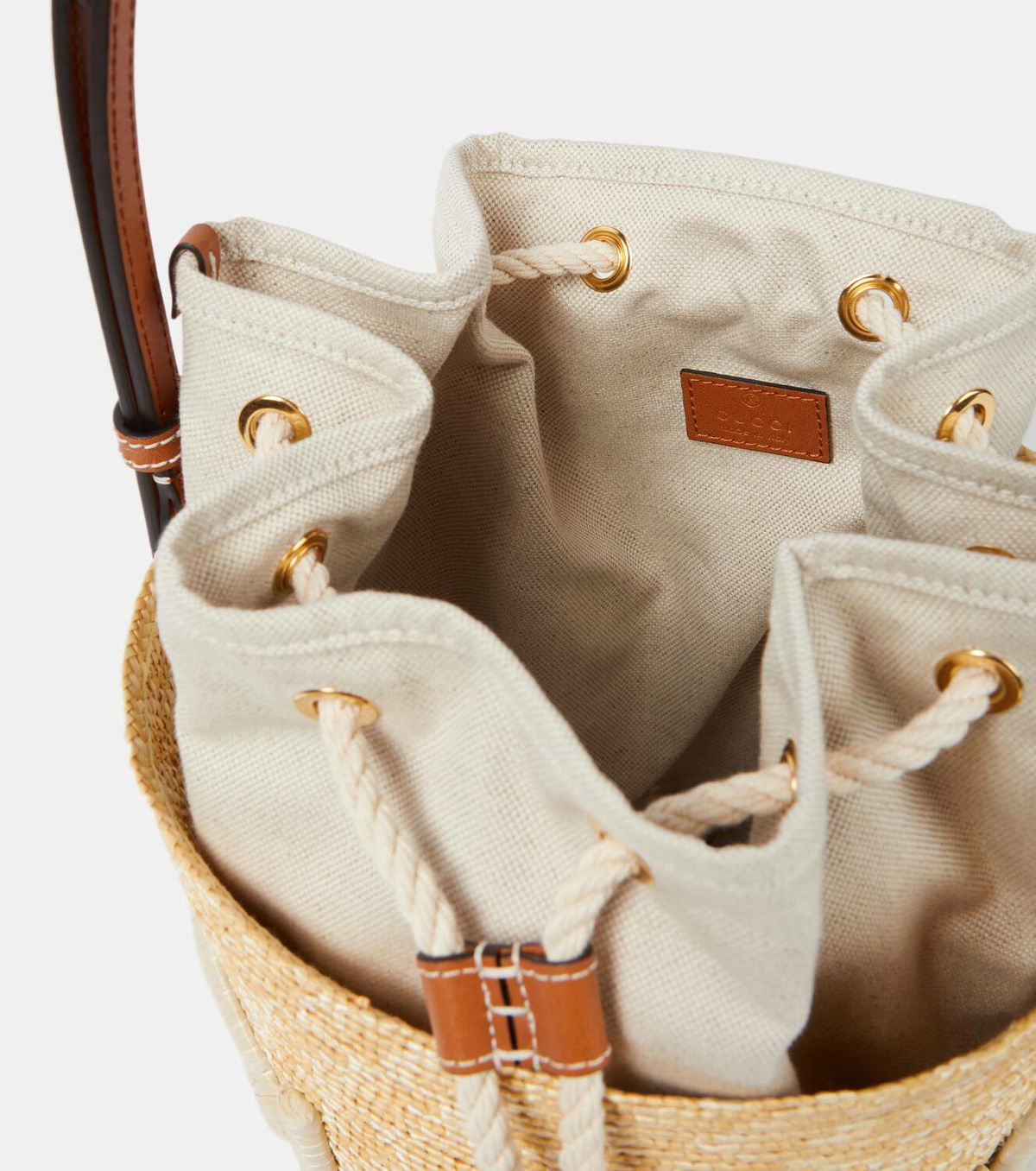 Gucci Gucci Summer Small leather-trimmed bucket bag Gucci
