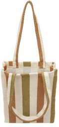 A.P.C. Beige Canvas Striped Lou Tote