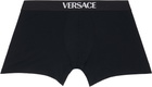 Versace Two-Pack Black Cotton-Jersey Long Boxer Briefs