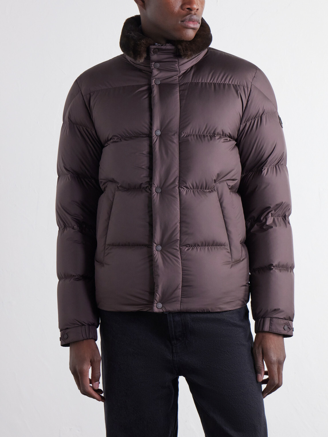 Moncler - Drisfall Plush-Trimmed Quilted Shell Down Jacket - Brown