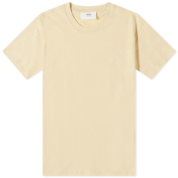 Photo: AMI Paris Men's Tonal A Heart T-Shirt in Vanilla Cream