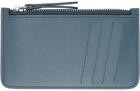 Maison Margiela Blue Leather Zip Card Holder