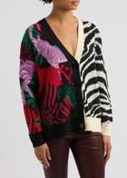 Farm Rio Zebra-intarsia Knitted Cardigan Black And White