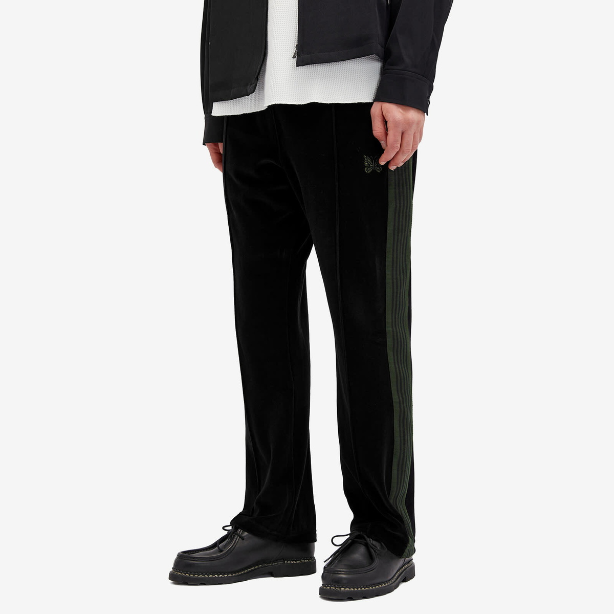 Needles Men's Velour Narrow Track Pant in Black Needles
