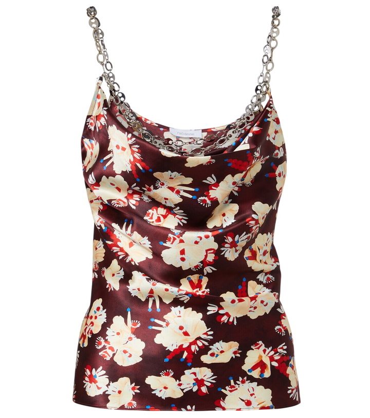 Photo: Rabanne Chain-detail floral satin top