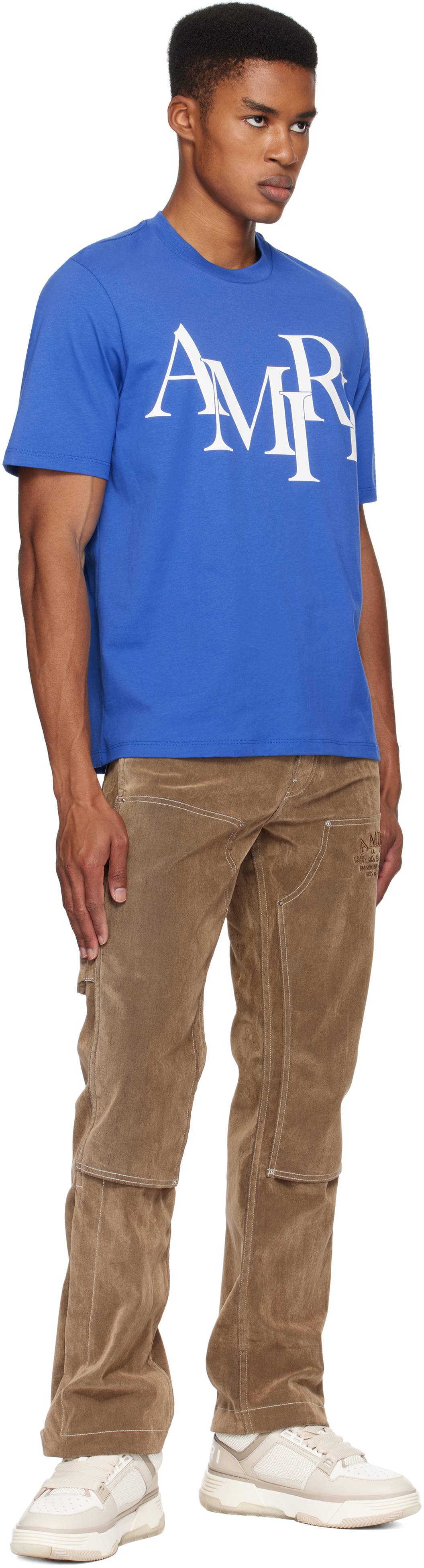 AMIRI Blue 'AMIRI' Staggered Logo T-shirt Amiri