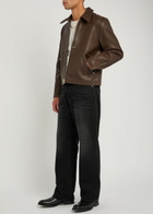 Won Hundred Dutton Textured Leather Jacket Dark Red
