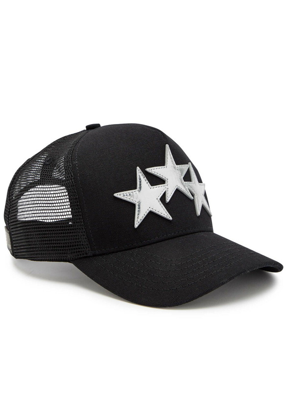 Photo: Amiri 3 Star Appliquéd Canvas and Mesh cap - Black - One Size