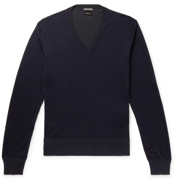 Photo: TOM FORD - Slim-Fit Silk Sweater - Navy