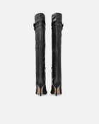 Pinko Knee High Nappa Leather Boots With Heel And Strap Limo Black