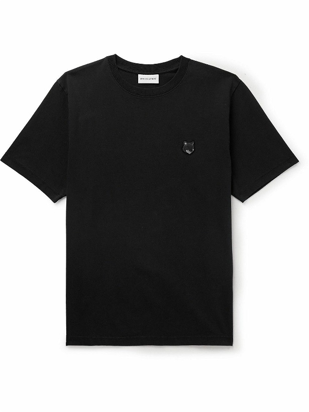 Photo: Maison Kitsuné - Logo-Appliquéd Cotton-Jersey T-Shirt - Black