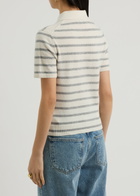 Veronica Beard Brandt Striped-intarsia Cashmere Polo Jumper Cream