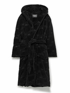 Balenciaga - Oversized Logo-Jacquard Cotton-Terry Hooded Robe - Black