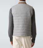 Kiton Suede-trimmed cashmere-blend vest