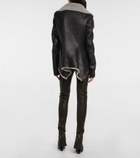 Rick Owens - Shearling-trimmed leather jacket