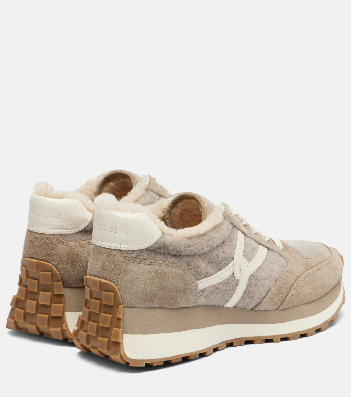 Veronica Beard Valentina suede-trimmed leather sneakers