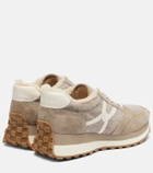 Veronica Beard Valentina suede-trimmed leather sneakers