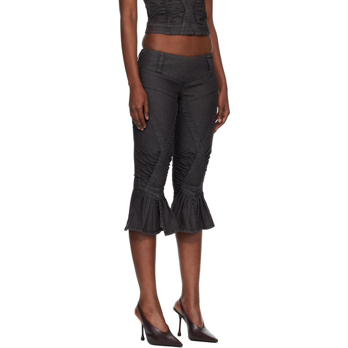 Miss Sixty Black KNWLS Edition Slit Flare Shorts