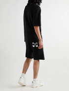 Off-White - Straight-Leg Logo-Print Cotton-Jersey Shorts - Black