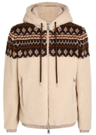 Moncler Felpa Aperta Hooded Teddy Fleece Jacket Ecru
