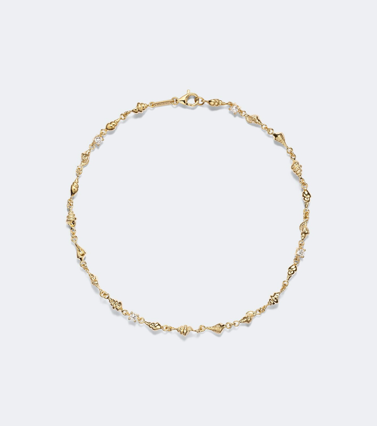 Anita Ko Shell By The Yard 18kt gold anklet with diamonds