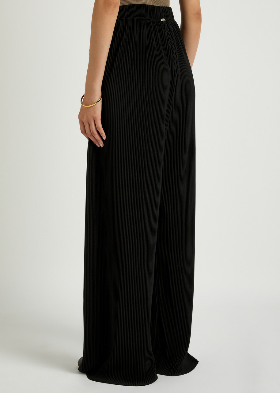 Herno Plissé Wide-leg Jersey Trousers Black