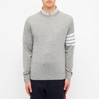 Thom Browne Men's Classic Merino Crew Knit in Light Grey