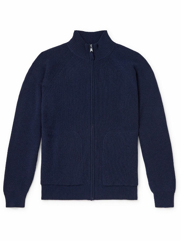 Photo: Allude - Ribbed Cashmere-Blend Zip-Up Cardigan - Blue