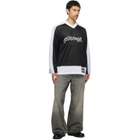 Palm Angels Black & White Thai Logo Mesh Loose Long-Sleeved T-shirt