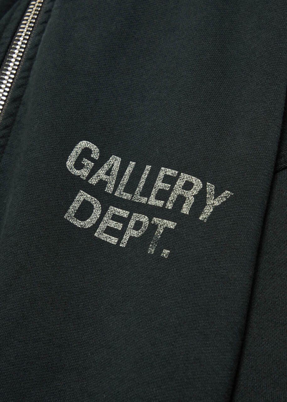 Gallery Dept. Panelled Hooded Cotton Sweatshirt Black Grey