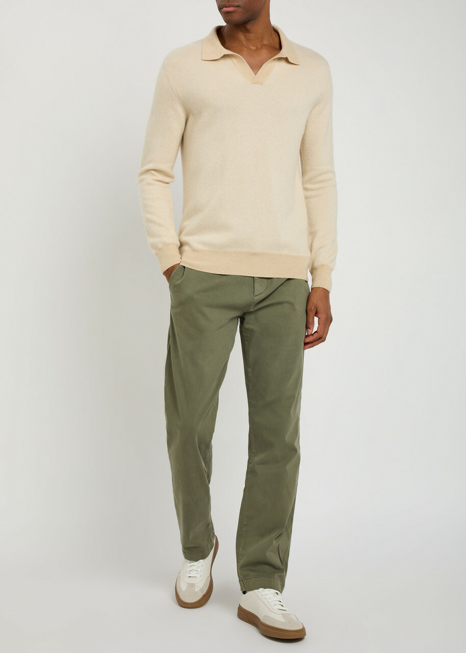 7 For All Mankind Straight-leg Cotton-blend Chinos Khaki