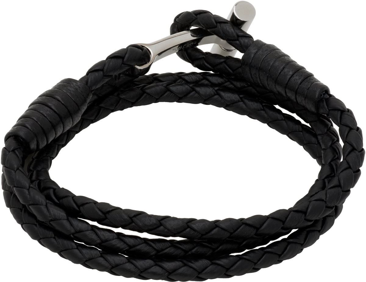 TOM FORD Braided Leather T Bracelet