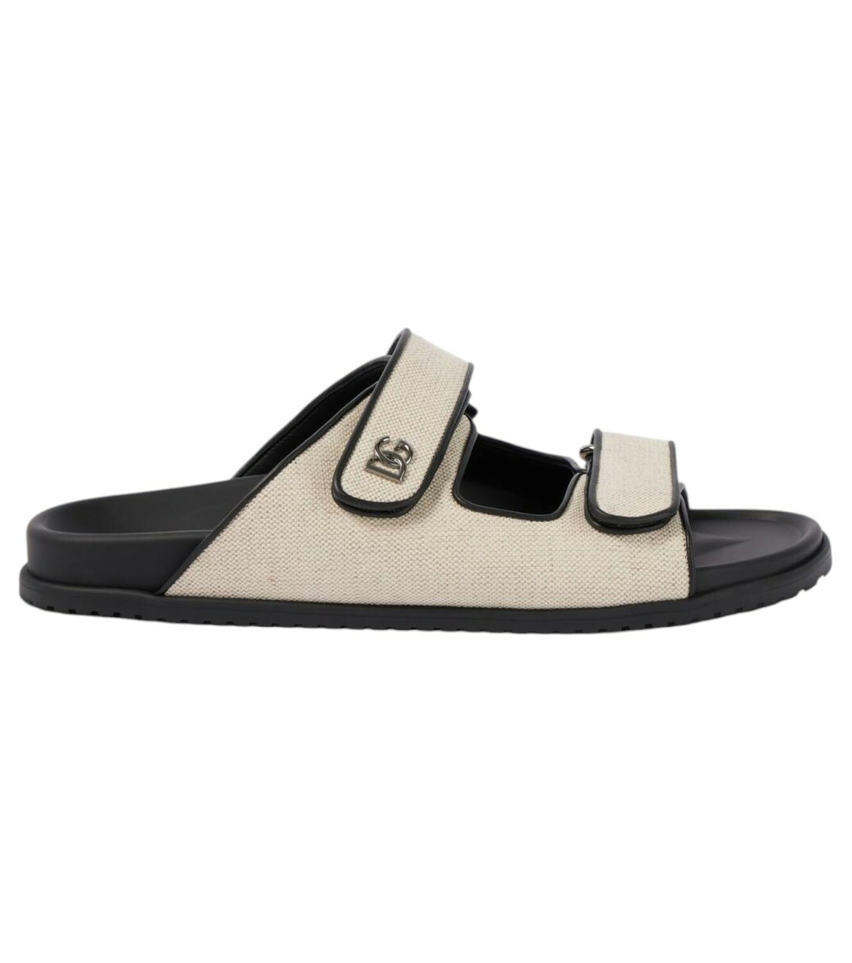 Dolce and Gabbana White and Black Logo Sandals Dolce & Gabbana