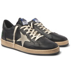 Golden Goose - Ballstar Distressed Leather and Suede Sneakers - Black