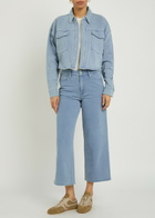 Good American Jeanius Cropped Denim Jacket Light Blue